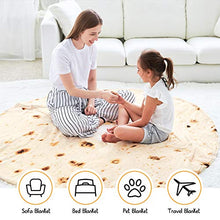 Load image into Gallery viewer, CASOFU Burritos Blanket, Double Sided Giant Flour Tortilla Throw Blanket, Novelty Tortilla Blanket for Your Family, 285 GSM Soft and Comfortable Flannel Taco Blanket for Adults. (Beige, 60 inches)