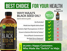 Load image into Gallery viewer, MAJU's Black Seed Oil 16oz: 3x% Thymoquinone, Cold Pressed, no Pesticides, 100% Turkish Black Cumin Nigella Sativa Seed Oil (Better Than Organic), non-GMO, 100% Liquid Pure Blackseed Oil, Glass Bottle