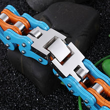 Load image into Gallery viewer, NELSON KENT Men Titanium Steel Bicycle Chain Orange Blue