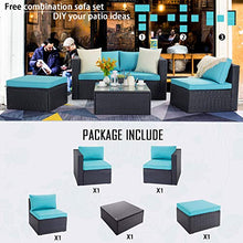 Load image into Gallery viewer, VITESSE 5 Pieces Patio Furniture Sectional Sets, Outdoor All-Weather PE Rattan Wicker Lawn Conversation Sets, Garden Sofa Set with Coffee Table and Washable Cushion