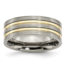 Load image into Gallery viewer, ICE CARATS Titanium Grooved Yellow Plated 8mm Brushed Wedding Ring Band Size 11.50 Fashion Jewelry for Women Gifts for Her