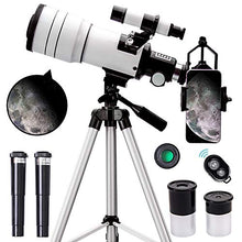 Load image into Gallery viewer, ToyerBee Telescope for Kids &Adults &Beginners,70mm Aperture 300mm Astronomical Refractor Telescope(15X-150X),Portable Travel Telescope with an Adjustable Tripod,A Phone Adapter&A Wireless Remote