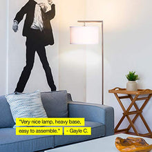 Load image into Gallery viewer, Brightech Montage Modern - Floor Lamp for Living Room Lighting - Bedroom & Nursery Standing Accent Lamp - Mid Century, 5' Tall Pole Light Overhangs Reading - with LED Bulb - Satin Nickel
