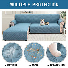 Load image into Gallery viewer, H.VERSAILTEX Sofa Covers L Shape Couch Covers for Sectional Sofa Chaise Lounge Sofa Cover Slipcovers Furniture Protector for Dogs Pets, Non Slip with Straps (X-Large, Reversible Smoke Blue/Smoke Blue)