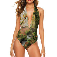 Load image into Gallery viewer, Hoveniacis Misty Autumn Woodland and Stream at Goli Tankini Swimsuits High Waisted M