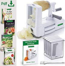 Load image into Gallery viewer, Spiralizer 7-Blade Vegetable Slicer, Strongest-and-Heaviest Spiral Slicer, Best Veggie Pasta Spaghetti Maker for Keto/Paleo/Gluten-Free, Comes with 4 Recipe Ebooks