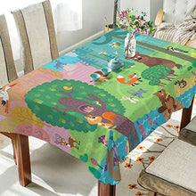 Load image into Gallery viewer, ALAZA Wild Animals Forest Fox Bear Bee Tablecolth Table Cover for Party Dining Room Kitchen Decor,54 X 54,Stain and Wrinkle Resistant Washable Rectangle Table Cloth