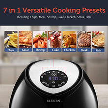 Load image into Gallery viewer, Ultrean 6 Quart Air Fryer, Large Family Size Electric Hot Air Fryers XL Oven Oilless Cooker with 7 Presets, LCD Digital Touch Screen and Nonstick Detachable Basket,UL Certified,1700W (Black)