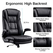 Load image into Gallery viewer, Hbada Ergonomic Executive Office Chair, PU Leather High-Back Desk Chair with Big and Tall Backrest and Cushion, Swivel Rocking Chair with Flip-up Padded Armrest and Adjustable Height, Black