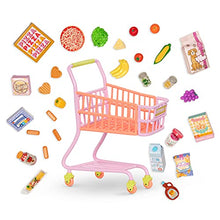 Load image into Gallery viewer, Glitter Girls Dolls – Shopping Cart Playset – Pink & Purple Rolling Grocery Cart – Play Food Pizza, Ice Cream, and Fruit – 14” Doll Accessories – Toys for Kids Ages 3 and Up