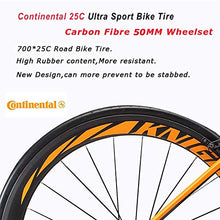 Load image into Gallery viewer, SAVADECK Phantom 2.0 Carbon Fiber Road Bike 700C Racing Bicycle with Ultegra 8000 22 Speed Group Set, 25C Tire and Fizik Saddle (Black Orange,54cm)