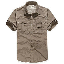 Load image into Gallery viewer, TACVASEN Men's Nylon Solid Camping Hunting Cycling Fishing Convertible Long Sleeve Shirt Khaki, US M
