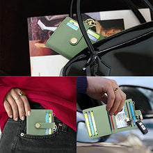 Load image into Gallery viewer, POIUGOYA Slim Wallet for Women, Leather Bifold RFID Blocking Credit Card Holder with Keychain, Zipper Coin Pocket & ID Window