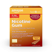 Load image into Gallery viewer, Amazon Basic Care Nicotine Polacrilex Coated Gum 4 mg (nicotine), Cinnamon Flavor, Stop Smoking Aid; quit smoking with nicotine gum, 160 Count