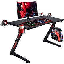 Load image into Gallery viewer, GTRACING Gaming Desk Computer Office PC Gamer Table Racing Style Professional Game Station Z-Shaped with Gaming Controller Tablet Stand & Cup Holder, Black