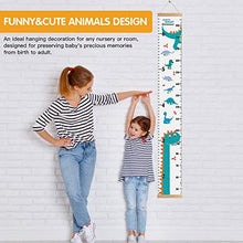Load image into Gallery viewer, Outivity Growth Chart for Kids, Height Chart for Kids/Boys/Girls/Baby, Canvas & Wooden, Removable Growth Height Chart, Wall Room Decor - Dinosaur
