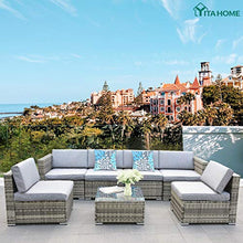 Load image into Gallery viewer, YITAHOME 7 Piece Outdoor Patio Furniture Sets, Garden Conversation Wicker Sofa Set, and Patio Sectional Furniture Sofa Set with Coffee Table and Cushion for Lawn, Backyard, and Poolside