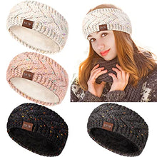 Load image into Gallery viewer, 4 Pieces Women Winter Ear Warmer Headband Fleece Cable Knitted Headbands Soft Head Wrap for Cold Weather (Multicolored)