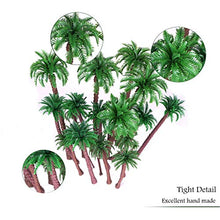 Load image into Gallery viewer, Hatisan 20Pcs Coconut Palm Model Trees/Scenery Model Plastic Artificial Layout Rainforest Diorama, Building Model Trees Cake Topper, Model Train Railways Architecture Landscape (Dark trunk)