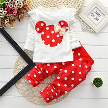 Load image into Gallery viewer, Cute Toddler Baby Girls Clothes Set Long Sleeve T-Shirt and Pants Kids 2pcs Outfits(White+Red,2T)