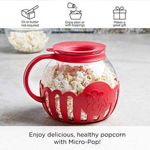 Load image into Gallery viewer, Ecolution Patented Microwave Micro-Pop Popcorn Popper, Borosilicate Glass, 3-in-1 Lid, Dishwasher Safe, BPA Free, 3 Quart Family Size, Red