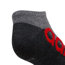 Load image into Gallery viewer, adidas Kids-Boy's/Girl's Superlite No Show Socks (6-Pair), Onix Grey/Black/Scarlet Red , Large