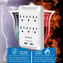 Load image into Gallery viewer, Kasonic Outlet Extender, 6-Outlet Wall Mount Surge Protector, 900 Joules Plug Power Strip with 2 USB 2.4A, Protection Indicator LED Light, Space Saving Design, ETL Certified(2 Pack)