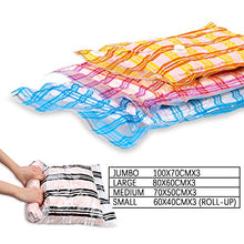 Load image into Gallery viewer, Storage Master 12 Vacuum Storage Bags, Space Saver Bags, 12-Pack (3 Jumbo, 3 Large, 3 Medium, 3 Roll-Up) with Hand Pump (12-Combo)