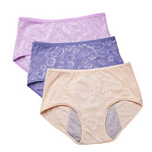 Load image into Gallery viewer, YOYI FASHION Women Menstrual Period Briefs Jacquard Easy Clean Panties 3 Pack US Size XL/8, Blove,Skin,Nelumbo