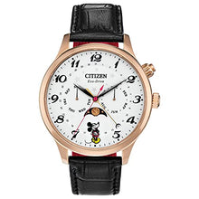 Load image into Gallery viewer, Citizen Eco-Drive Disney Quartz Mens Watch, Stainless Steel with Leather strap, Mickey Mouse, Black (Model: AP1053-15W)
