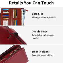 Load image into Gallery viewer, Lynexo Womens Wallet Leather RFID Blocking Long Purse Large Capacity Card Holder Organizer Trifold Ladies Phone Clutch (Red)