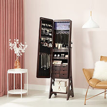 Load image into Gallery viewer, SONGMICS 8 LEDs Jewelry Cabinet Armoire with Beveled Edge Mirror, Gorgeous Jewelry Organizer Large Capacity Brown Patented UJJC89K