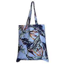 Load image into Gallery viewer, Canvas Tote Bags - Reusable Grocery Bag - Printed Cotton Shopping Bag - Eco Friendly Super Strong Reusable Washable Bags 19x16.5 Inches LT BLUE LEAFs, 12.5 Inch Handle