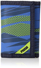 Load image into Gallery viewer, PUMA Kids' Little Rise Trifold Wallet, Navy/Green, One Size
