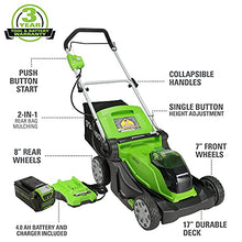 Load image into Gallery viewer, Greenworks 40V 17" (2-In-1) Push Lawn Mower, 4.0Ah Battery and Charger Included