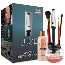Load image into Gallery viewer, Luxe Makeup Brush Cleaner - 5oz Brush Cleaning Solution Included - USB Charging Station - 3 Adjustable Speeds - Instantly Wash and Dry Your Makeup Brushes