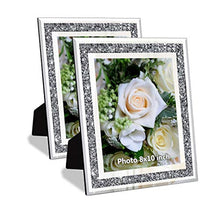 Load image into Gallery viewer, Crushed Diamond Wedding Mirror Photo Frame, Crystal Silver Glass Picture Frame For Photograph Size 8x10 inch, Pack of 2 Pieces, table top Stand frame & Wall Frame. Bling Sparkle Crushed Diamond Home Decor.