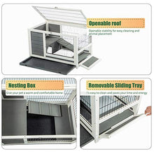 Load image into Gallery viewer, U-MAX Rabbit Hutch Pet House for Small Animals Puniea Pig House Rabbit Cage with Hideout for Rest Bunny House Indoor & Outdoor No Leak Trays & Ladder (35.4 inches)