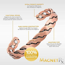 Load image into Gallery viewer, MagnetRX® Pure Copper Magnetic Bracelet - Arthritis Pain Relief & Carpal Tunnel Magnetic Therapy Copper Bracelets for Men - Adjustable Cuff + Gift Box (Copper | Medium - Large)