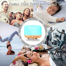 Load image into Gallery viewer, Essential Oil Diffuser, 500ml Diffusers for Essential oils with Remote Control, Ultrasonic Aromatherapy Diffuser Humidifier with Adjustable Mist Mode, 7 Color Changing LED Lights & Waterless Auto-Off