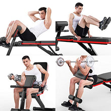 Load image into Gallery viewer, Weight Bench for Weight Training and Ab Exercises - Roman Chair Adjustable Sit Up Incline Benchs Flat Fly Weight Press Fitness - Adjustable Strength Training Bench for Full Body Workout, Solid (Black)