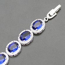 Load image into Gallery viewer, Hermosa Oval Ladies Tennis Bracelet Sapphire Ruby Emerald White Topaz Silver 7 inch (Sapphire)