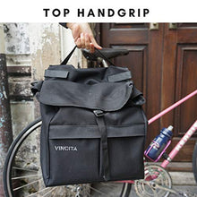 Load image into Gallery viewer, Vincita Top Load Double Pannier Water Resistant Cycling Side Bags - with Rain Cover, Large, Carrying Handle, Reflective Spots - Bike Rack Carrier Saddle Bag - Bicycle Accessories (Stripe Pattern)