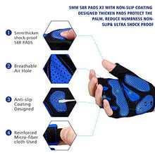 Load image into Gallery viewer, MOREOK Mens Cycling Gloves,Half Finger Biking Glove MTB DH Road Bicycle Gloves Gel Pad Shock-Absorbing Anti-Slip Breathable Motorcycle Mountain Bike Gloves Unisex Women AK050-Blue-M