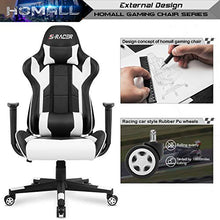 Load image into Gallery viewer, Homall Gaming Chair Office Chair High Back Computer Chair PU Leather Desk Chair PC Racing Executive Ergonomic Adjustable Swivel Task Chair with Headrest and Lumbar Support (White)