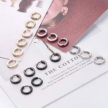 Load image into Gallery viewer, Udalyn 9 Pairs Stainless Steel Small Hoop Earrings Set for Men Women Huggie Hoop Earrings CZ Inlaid Cartilage Earrings