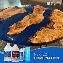 Load image into Gallery viewer, Pro Marine Supplies Clear Table Top Epoxy Resin (1 Gallon Kit) Bundle With Pro Perfect | UV Resistant and Self-leveling Resin | Resin Polishing Compound | For River Tables, Woodworking, Jewelry & More