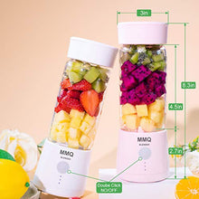 Load image into Gallery viewer, Portable Blender, MMQ Personal Size Glass Juicer Cup, Fruit Shake, Smoothies Mixer with 2000mAh USB Rechargeable Battery, 3D Six Blades, 410ML (White)