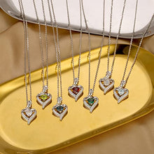 Load image into Gallery viewer, Agvana August Birthstone Jewelry Peridot Necklace for Women Sterling Silver Rose Flower Heart Pendant Necklace Fine Jewelry Anniversary Birthday Gifts for Women Girls Mom Wife Daughter Lady Her