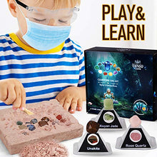 Load image into Gallery viewer, Lehoo Castle Gemstone Dig Kit with 12 Real Gems - Excavation Kits for Kids with Rock Collection Display Stands, STEM Educational Toys Gifts for Kids Ages 6 7 8 9 10